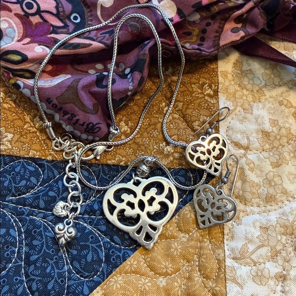 BRIGHTON Geneva Heart Cut Out Necklace and Earrings Set with Pouch